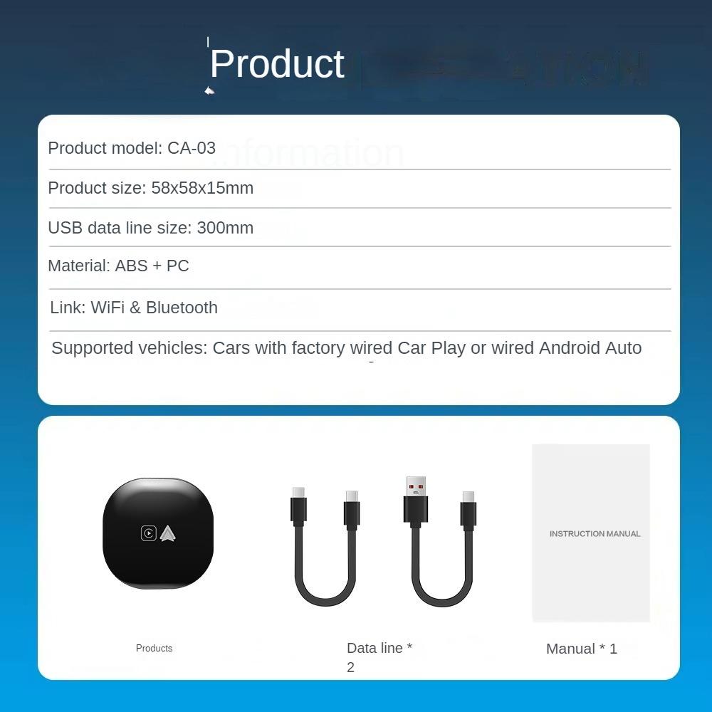 New Upgrade Mini 2IN1 Adapter for Wired CarPlay&Android Auto Smart Carplay Ai Box Bluetooth WiFi Auto connect Wired to Wireless