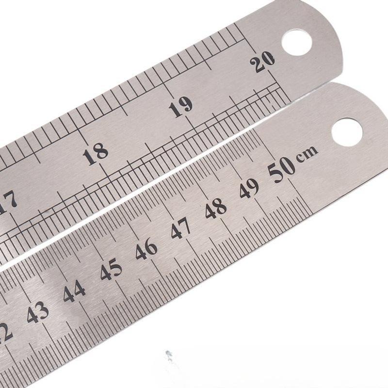 Stainle Steel Metal Straight Ruler Precision Double Sided Precision Measur Tool Scale Metric Ruler 15-50cm The Scale Table Clear
