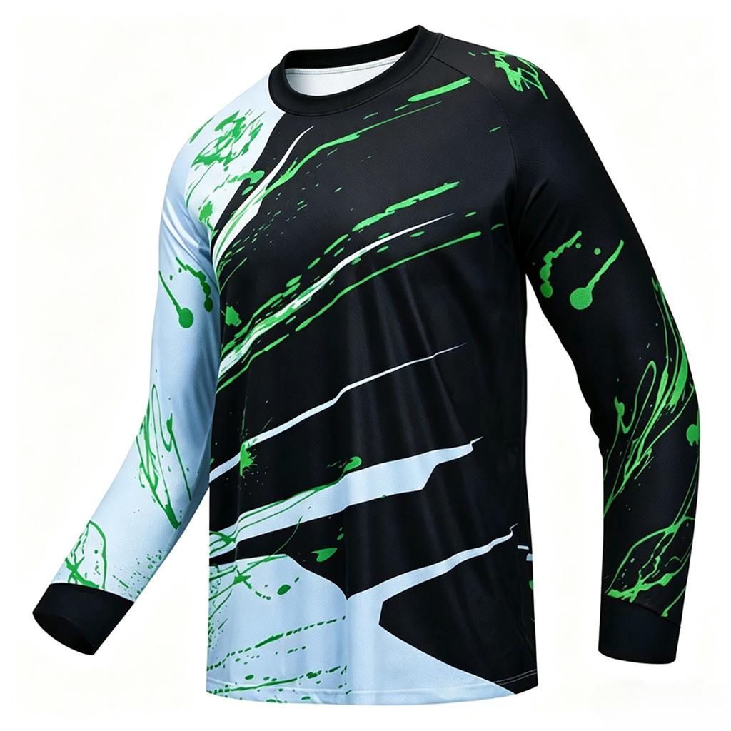 Autumn and Winter Men's Color Striped 3D Printed Crew Neck Long Sleeve T-Shirt
