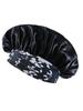 Women'S Fashion Bonnet Flower Printed Hair Hat With Wide Edge Elastic Silk Smooth Satin Face For Daily Home Sleep Hat
