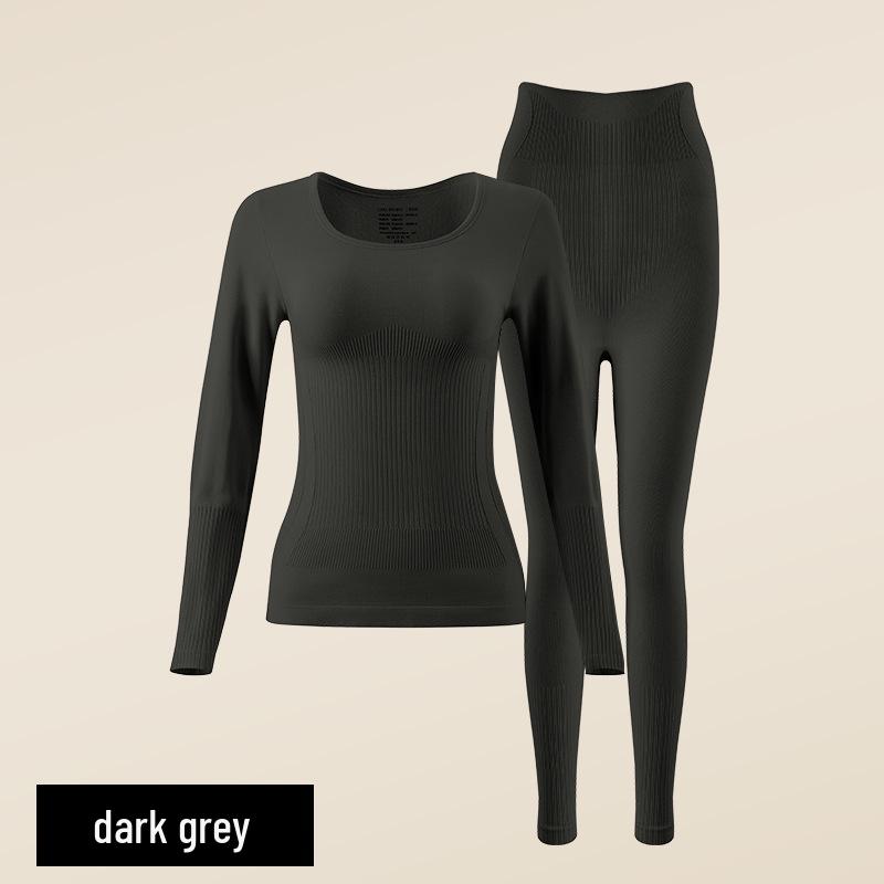 Women's Seamless Anti-Static Warm Underwear Set - Round Neck, Slimming Fall Attire