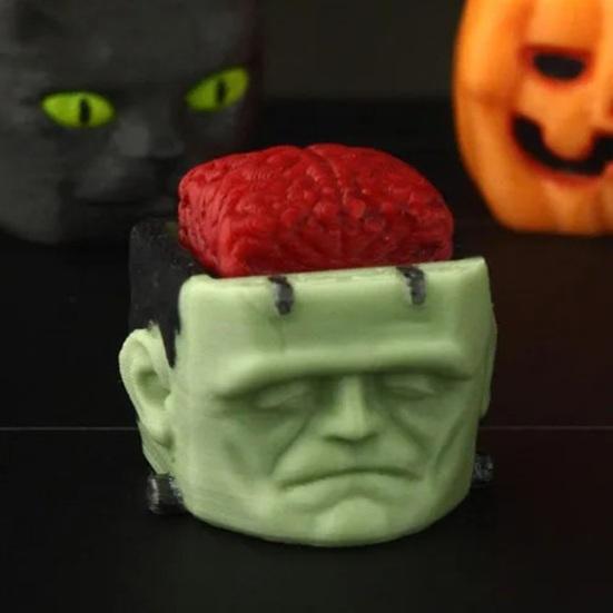 1/5Pcs Halloween Cube Head Figurine Spooky Mini Skull Pumpkin Zombie Black Cat Head Resin Statue Toy Home Office Desktop Decoration Ornament