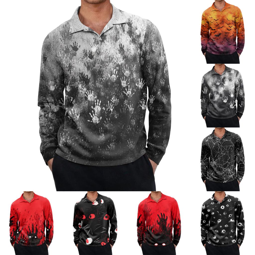 Men's Casual Retro Small V-neck Long-sleeved Top