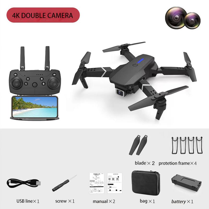 Hot-Selling E88 Smart Drone, One-Click Takeoff, Dual Camera with Stunts, Perfect for Beginners- Ideal Birthday and Holiday Gift