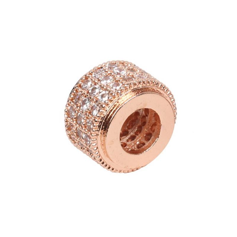 10 Pcs/lot Geometric Circular Micro Inlaid Zircon Charms DIY Large Hole Spacer Beads for Jewelry Making Supplies Wholesale