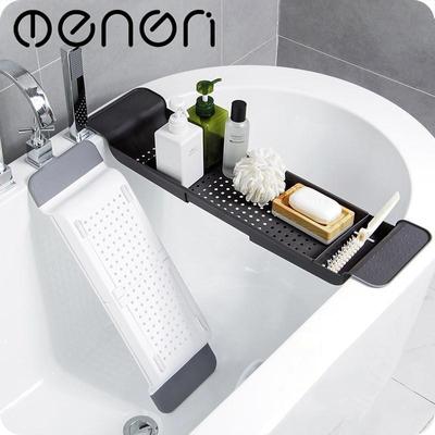 MENGNI Retractable Bathtub Storage Rack Stainless Steel Drain Shelf Tiletry Placement Multi-function Kitchen Bathroom Accessories