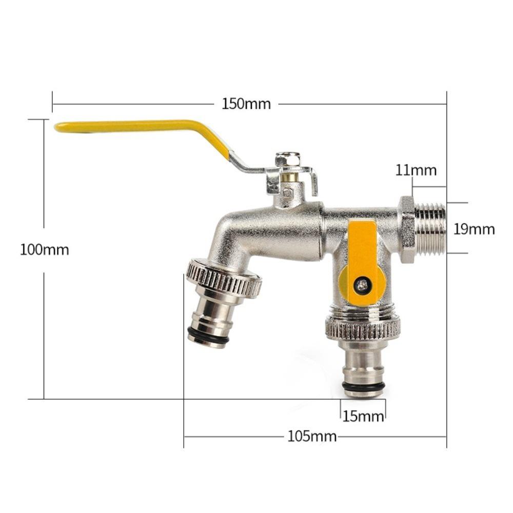 Double Head Water Faucet Garden Irrigation Garden Watering Valve Switch Washing Machine Accessory Thread Alloy Sink Tap