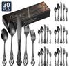 Royal Court 20-piece set ~ Silver Royal Court stainless steel cutlery knife, fork and spoon 20/24/30-piece set retro embossed Western steak knife and