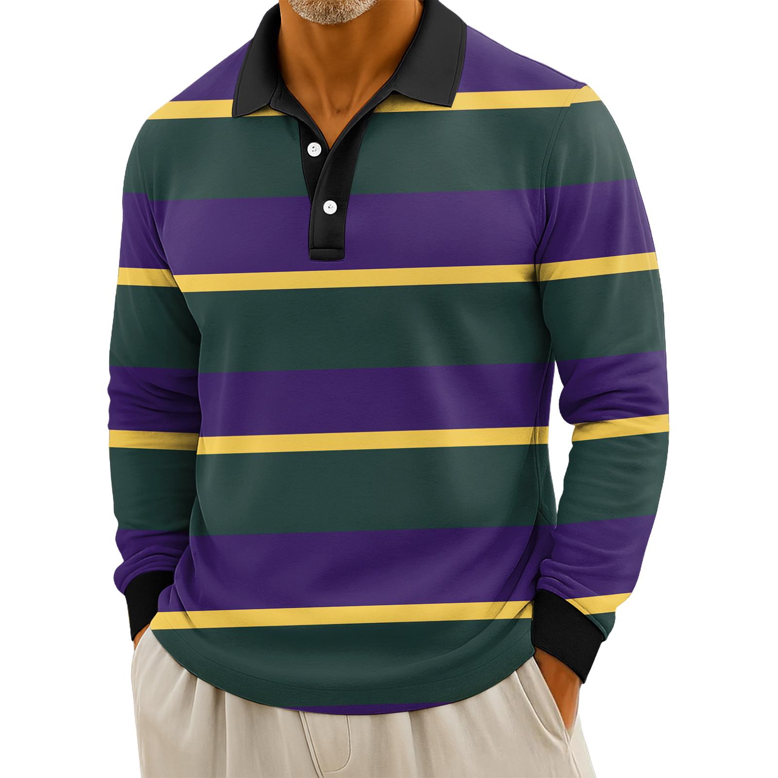 

Мужские повседневные топы с длинными рукавами на пуговицах с полосатым принтом XXXXL