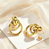 Fashion Geometric Gold Plated Drop Earrings for Women, Non-fading Stainless Steel Hypoallergenic Earrings, Waterproof Jewelry