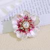 Women Brooch Sparkling Rhinestones Imitation Pearl Decor Flower Design Lapel Pin Chinese Style Sweater Scarf Badge Jewelry Accessories
