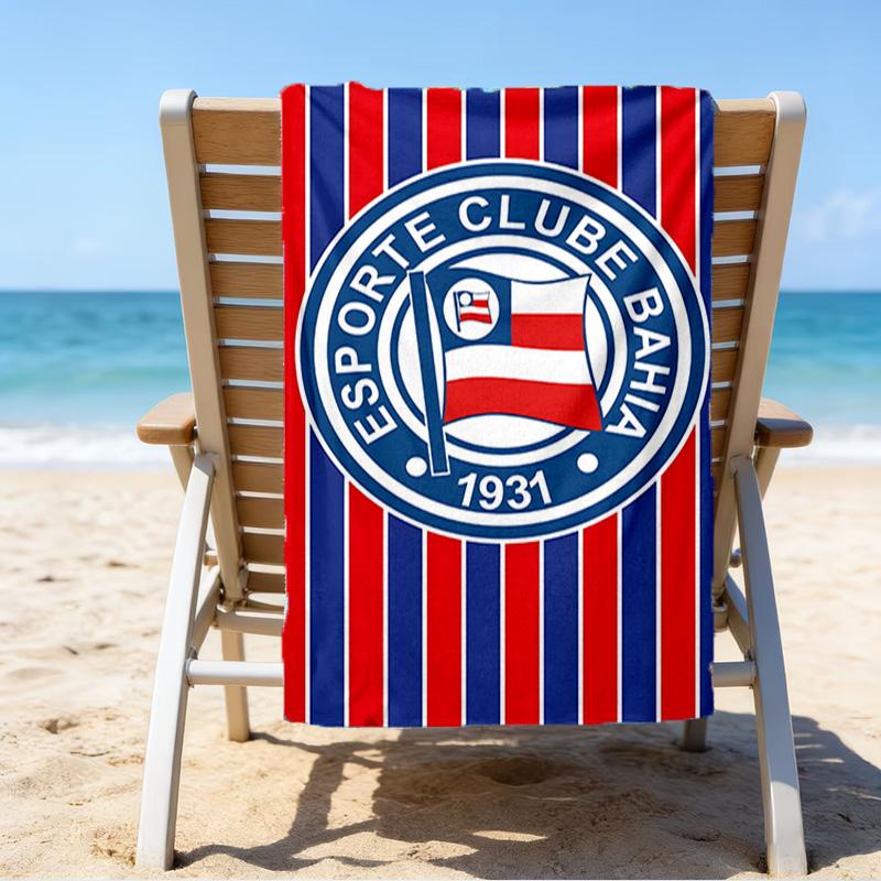 Bahia Fc Crest Emblem Printed Beach Towel, Super Soft Microfiber, Perfect Gift Birthday, for Pool, Beach, Travel, for Family and Friends