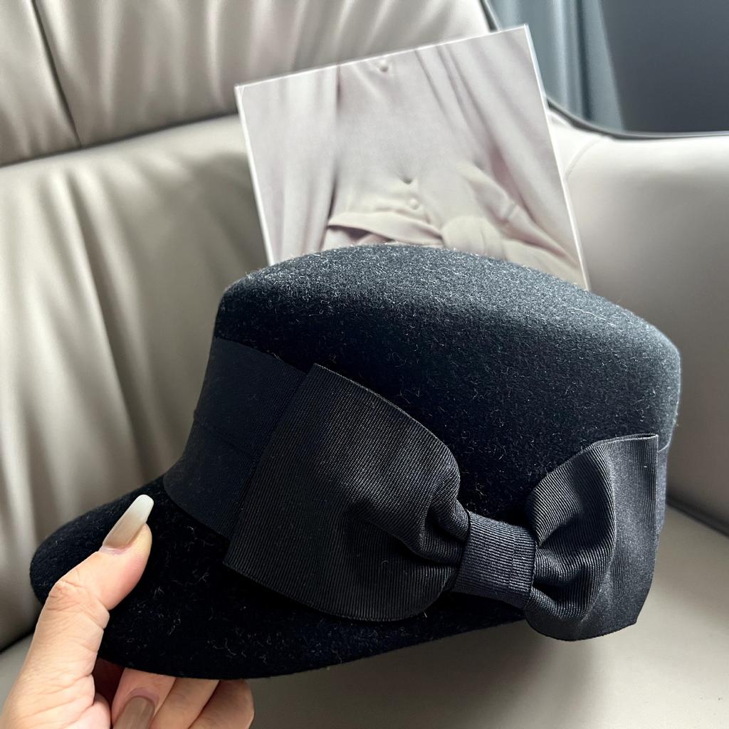 Qianjin Xiaoxiang Stil süße Schleife Woll-Entenmütze Damen Filzhut High-End Barett Ausländischer Stil Französischer Zylinder