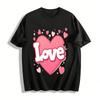 Sweet Love Heart Letter Print Casual Couple Crew Neck Tee Pure Cotton T-shirt