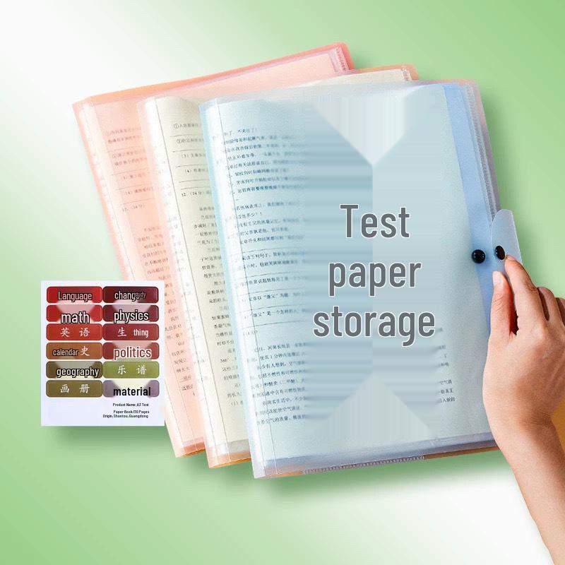 Back-to-School A3 Exam Paper Storage Bag - Multi-layer Plastic Folder & Art Album Clip