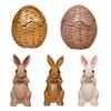 Yousheng Bunny Decoration Rattan Effect Resin Candle Holder Imitation Rattan Texture Easter Bunny Ornament Resin Figurine Home Table