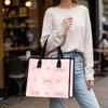 Cute Pink Bow Heart Pattern Tote Bag Fashion Portable Daily Use Casual Handbag for Women