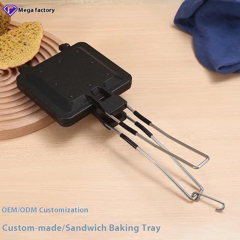 Sandwich Maker Multifunctional Foldable Handle Rustproof Sandwich Baking Pan Double Sided Nonstick Coating Compact For Outdoor
