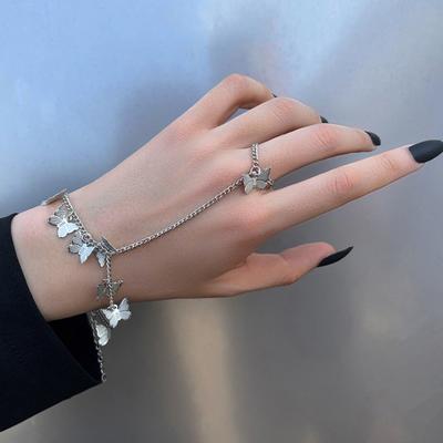 Women Bracelet Butterfly Shape Stainless Individual Solid Color Women Finger Ring Accessory