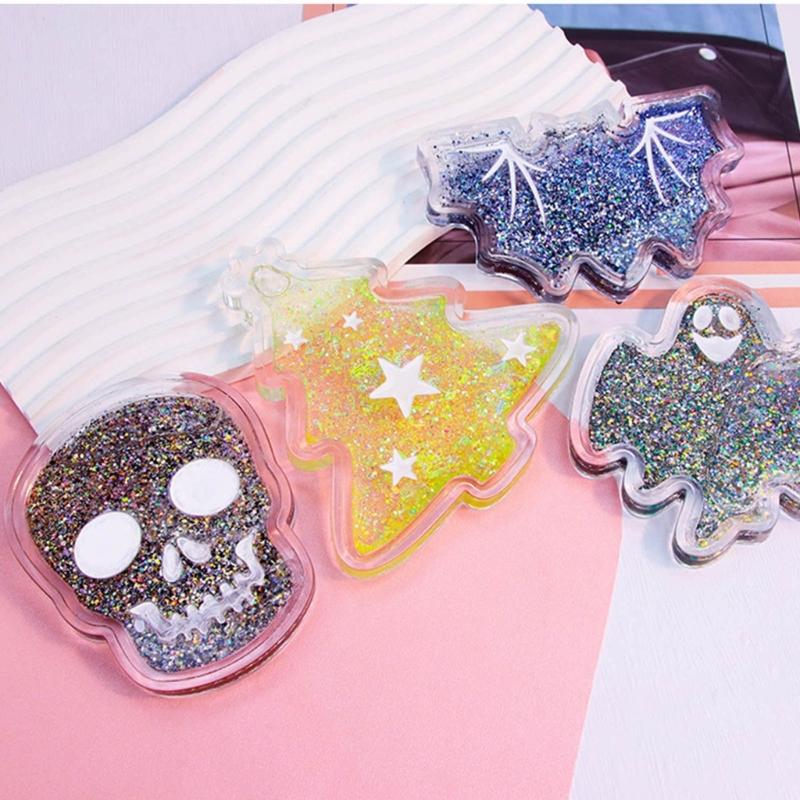 Silicone Halloween Skull Coaster Resin Casting Mold Quicksand Christmas Tree Snowflake Cup Mat Mold Home Decor Art Craft