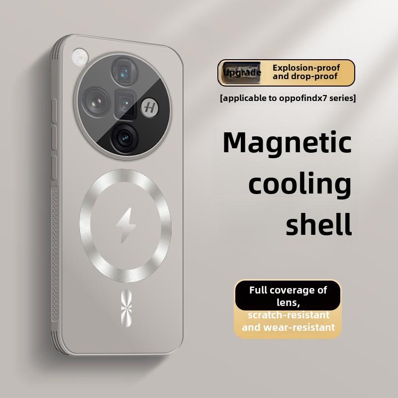 Magnetic Charging Sanding Phone Case, Full Protection, Anti-fall, High-end, Ultra Cover, OPPO Find X7, X7ultra, New