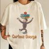 Curious Monkey Vintage Y2K Cartoon Graphic T-Shirt Nostalgic Tee