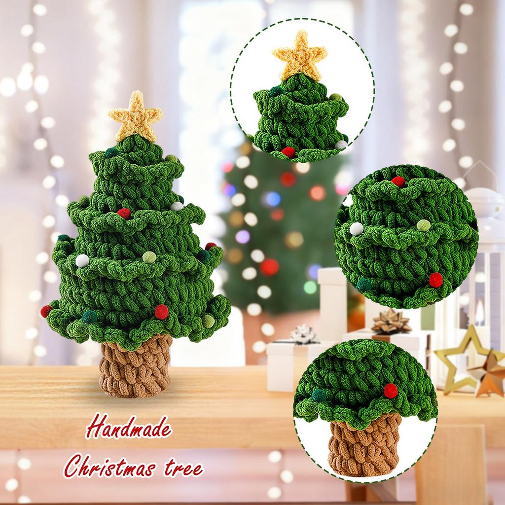 Handmade Knitted Christmas Tree Ornament – Creative Holiday Yarn Decoration For Home, Table, And Gift Display
