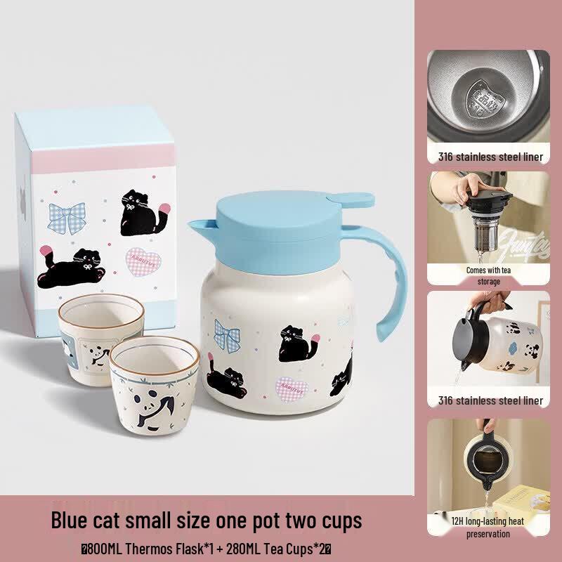 Qiwei Strawberry Cat Stainless Steel Stew Tea Pot