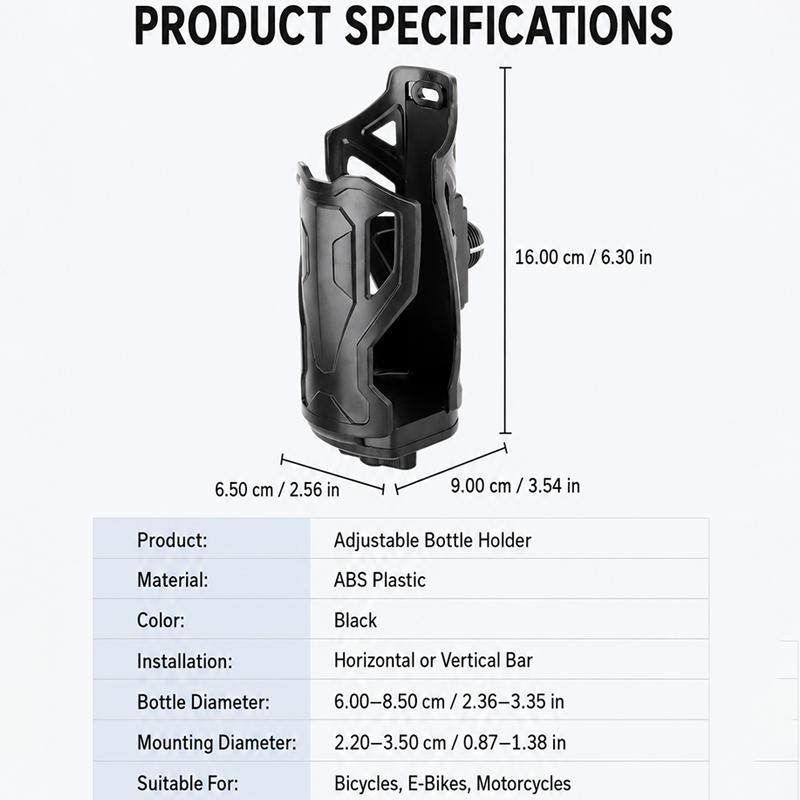 SEAMETAL Motorcycle Water Bottle Holder 360° Adjustable Bike Cup Mount Quick Release Drink Bracket Universal for E-Bike Scooter