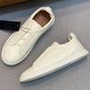 Spring Autumn Vintage High Quality Genuine Leather Lace-Up Shoes Man's Solid Color Round Toe Low-cut Flat Bottom Shoes