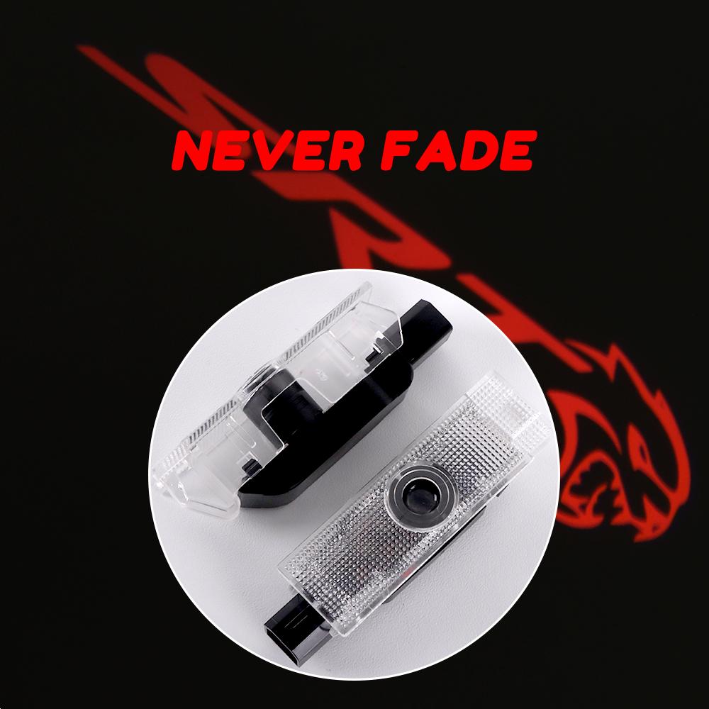 For SRT Hellcat HD LED Door Courtesy Projector Lights For Hellcat 2008- Red