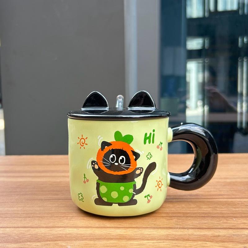 Pink Cat Cute Birthday Gift Mug Girl Girl Sends Her Best Friend BrandNew Creative Ceramic Water Cup Strong Strong 401-500ml