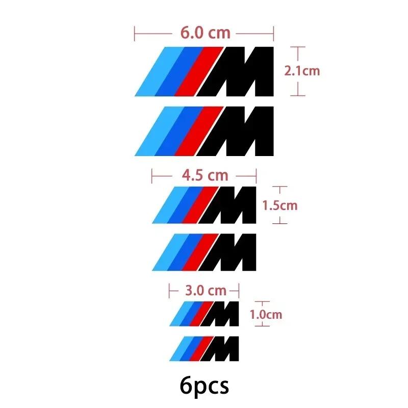 6PCS Car Brake Decorative Stickers Wheel Hub Styling Decals Accessories For BMW M X1 X3 X5 X6 X7 M3 E84 E83 F25 E91 E60 E30 E90