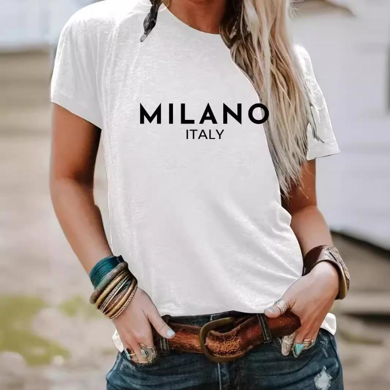 Summer Women's Letter Pattern Pure Cotton Round Neck Short Sleeved Casual Fashion T-Shirts Women’s
