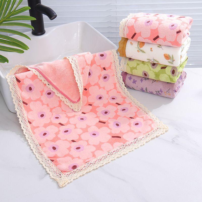 4 buc Prosop cu dantelă Prosop din lână coral moale îngroșat absorbant Familie Cuplu Prosop de față Prosop de față