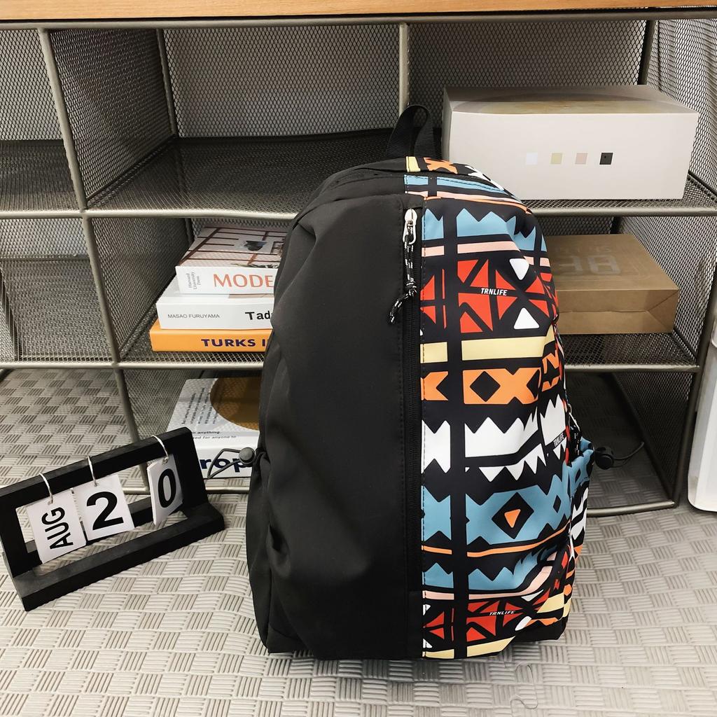 Nouveau Sac à Dos Street à la Mode pour Hommes Collégiens Étudiants Sac d'École Lycéens Graffiti Personnalisé Tendance Sac à Dos de Campus