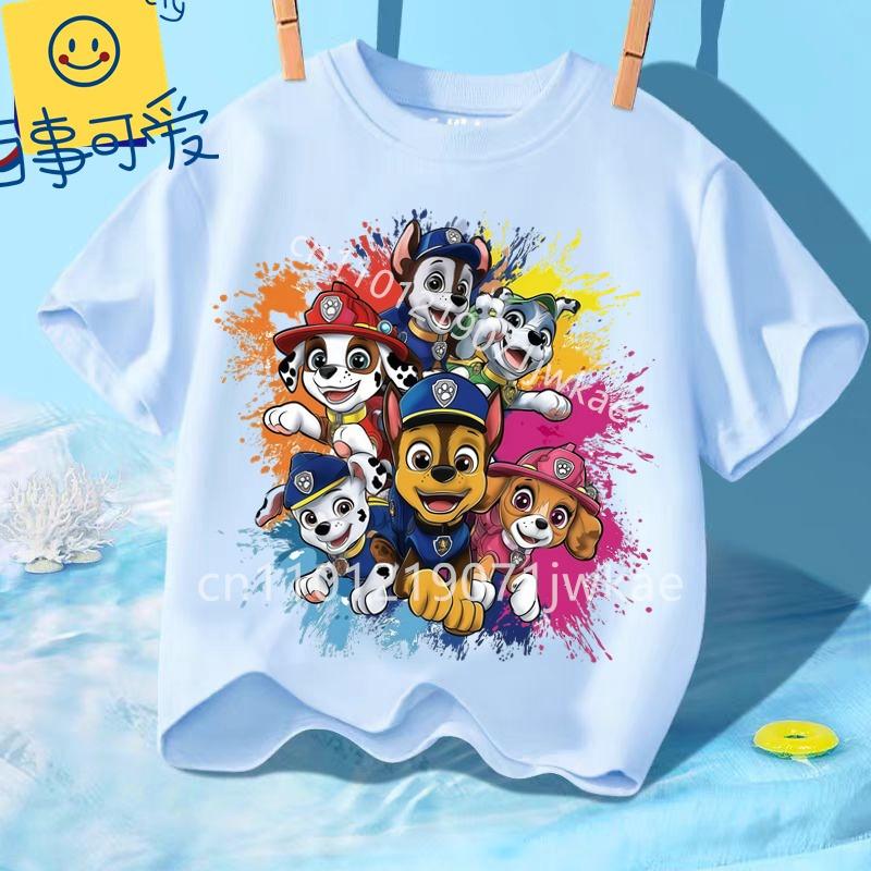 Kids Paw Patrol Cartoon Graphic Baby T Shirt Cotton Casual Short Sleeve Tee Boys and Girls 2026 Summer Toddler Clothing Tops