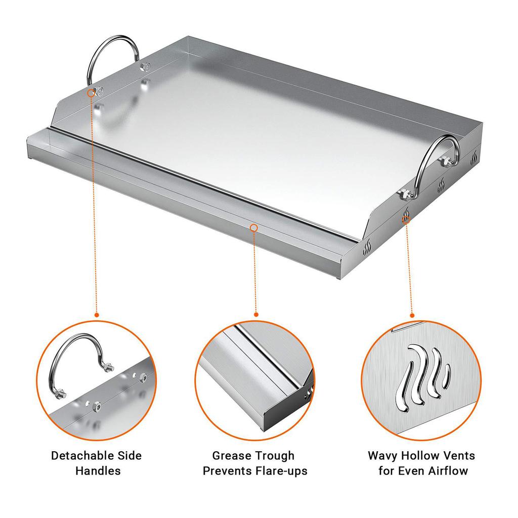 Edelstahl Kochplatte BBQ Werkzeuge Grillen Kochgeschirr Flache Oberplatte Einsatz für Partys Camping Grills Tailgating Outdoor