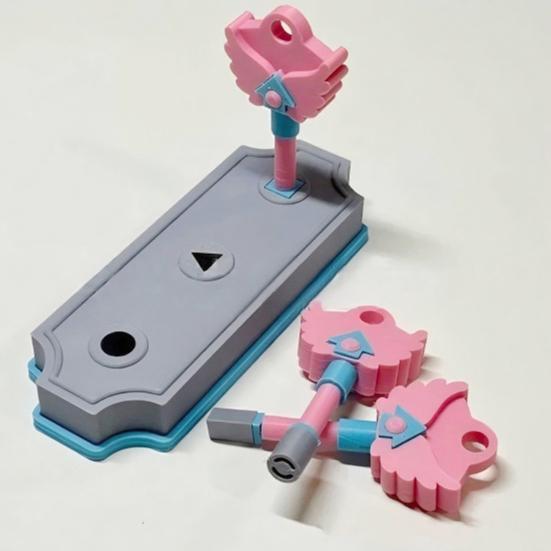 Adorno de Llave Impreso en 3D con Base Inspirado en Drama de Juego Coreano Agujero Redondo Cuadrado Triángulo Decoración de Llaves