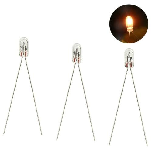 Pack of 100 2.5mm 12V Clear Wheat Bulbs, Compact, for Diorama Illumination, Model Trains, Railways, Buildings, and More (MP03W-100JP)
