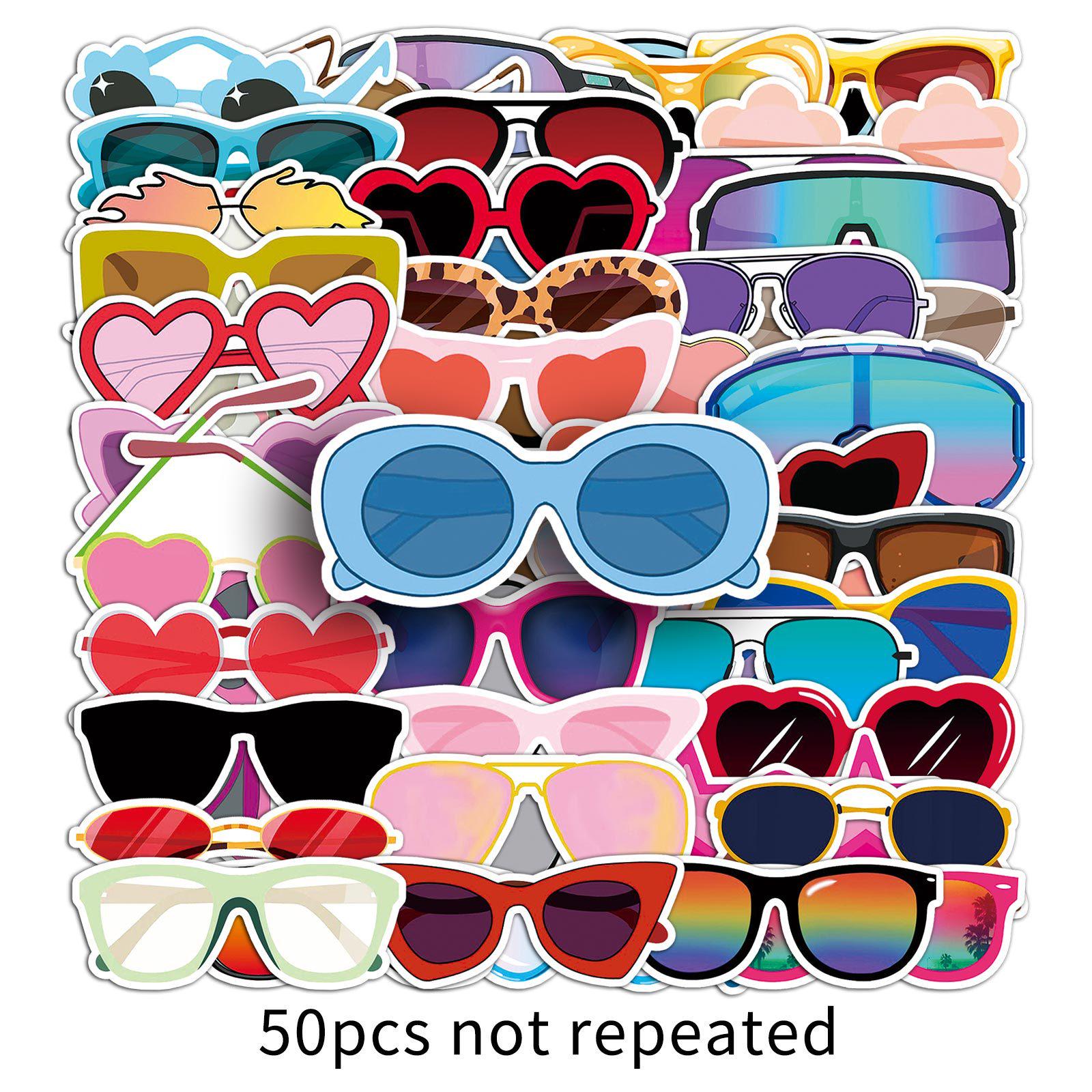 50-Pack Creative Waterproof Graffiti Sunglasses Stickers for Suitcases, Laptops, and Water Bottles