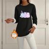 Women's Halloween Print -Lined Long Sleeve Round Neck Sweatshirt for Winter Casual Wear