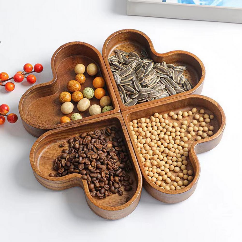 Heart-shaped Wooden Tray Heart-shaped Wooden Snack Tray Set for Dining Table Multi-purpose Serving Trays for Stackable Nut Fruit
