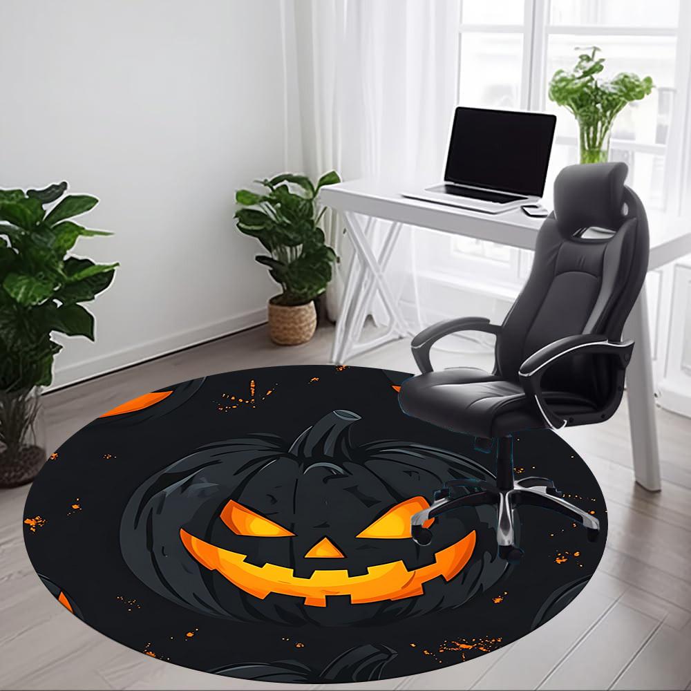 1pc Pumpkin, Halloween Chair Carpet for Office, Round Non-Slip Durable Large Size Office Carpet, Suitable for Office, Beautiful Decoration