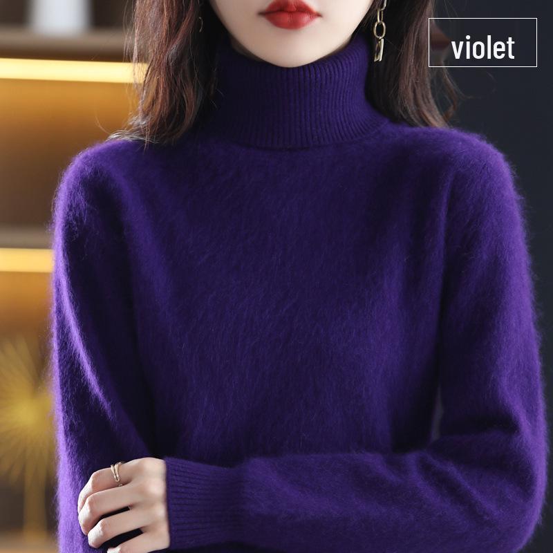 Damen Rollkragen Nerz Kaschmir Pullover Herbst/Winter 2024: Lockere, Dicke und Vielseitige Strick-Basisschicht