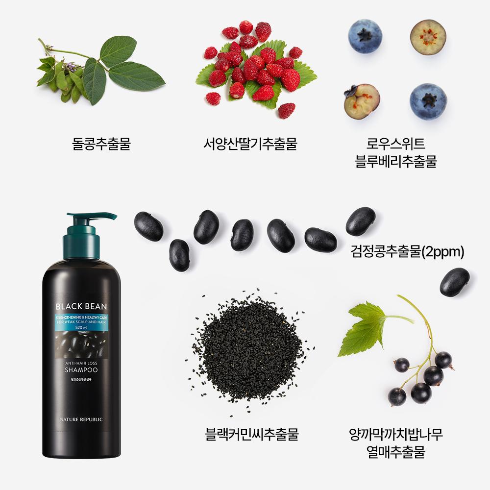 Nature Republic Black Bean Anti-Hair Loss Shampoo 300ml Sulfate-Free – Sulfate-Free Cleanse, Scalp Care, Korean