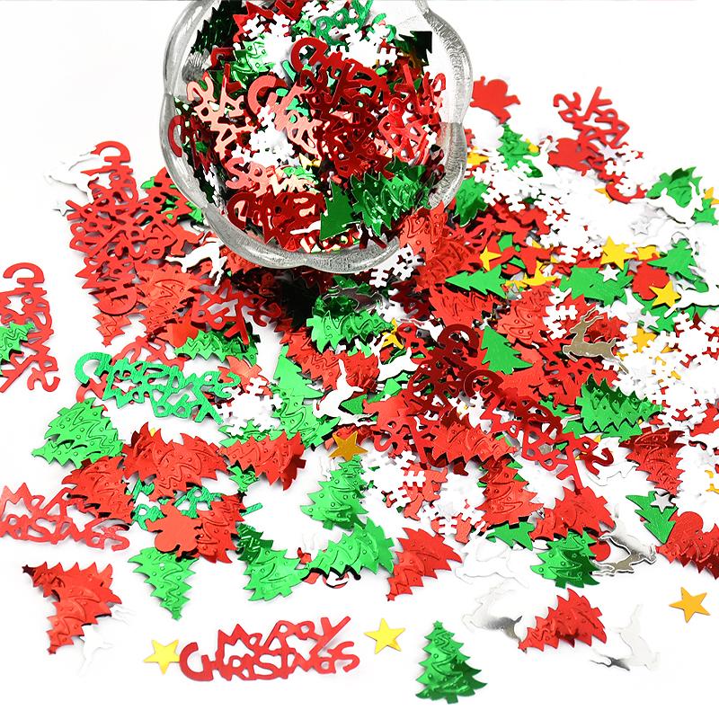15g/bag Christmas Table Confetti Xmas Tree Snowflake Sequin Confetti 2025 Christmas Party Decoration for Home 2025 New Year Gift