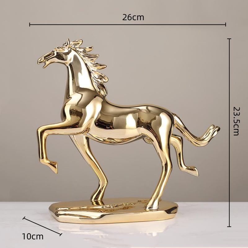 Золотая лошадь Декор для рабочего стола Изделия из смолы Имитация скульптуры животного Счастливая лошадь Декоративные фигурки Украшение для дома