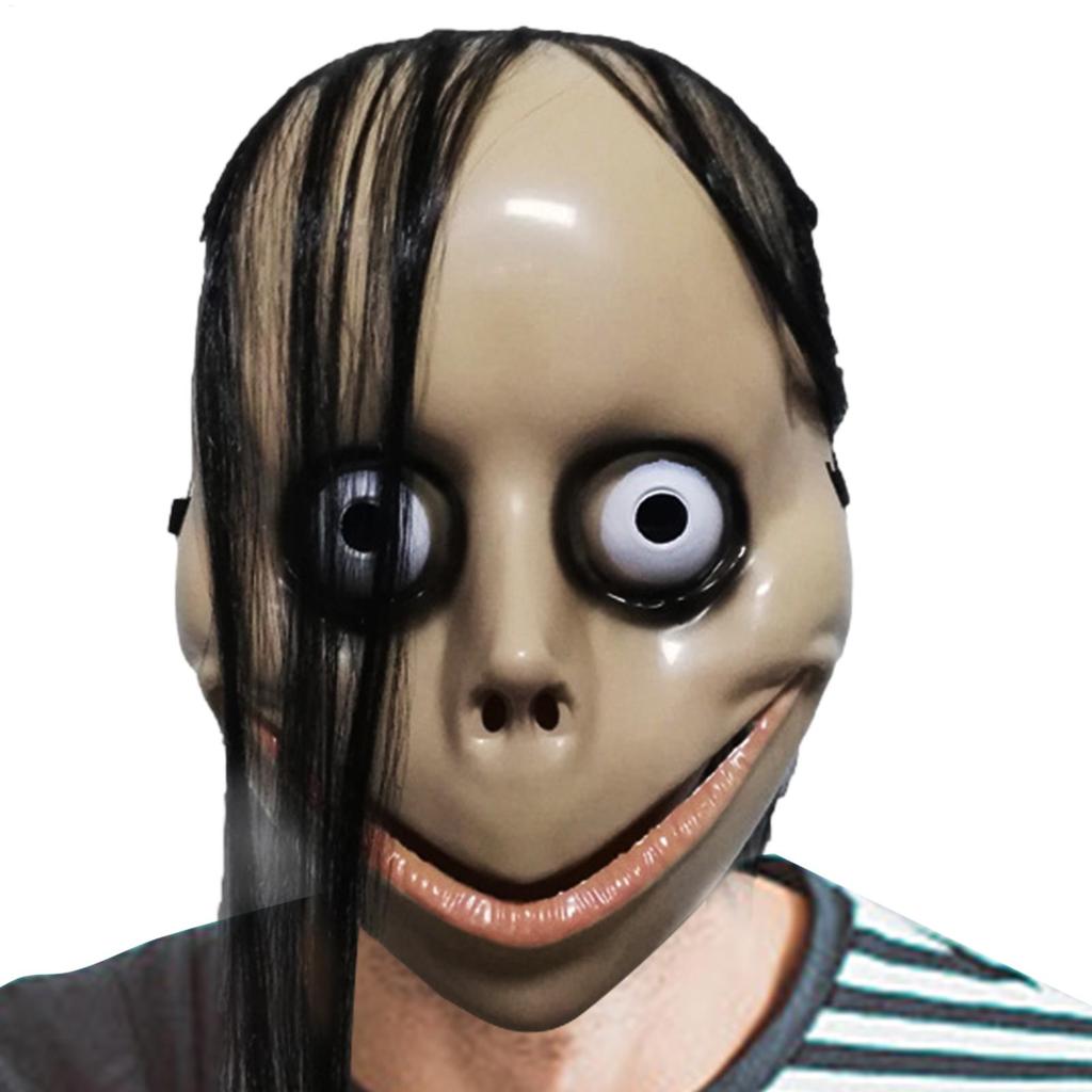 Gruselige Gesichtsmaske Halloween Kostüm Langhaarige Maske V-förmiger Mund Cosplay Partyzubehör Horror Kopfbedeckung Rollenspiel Zubehör