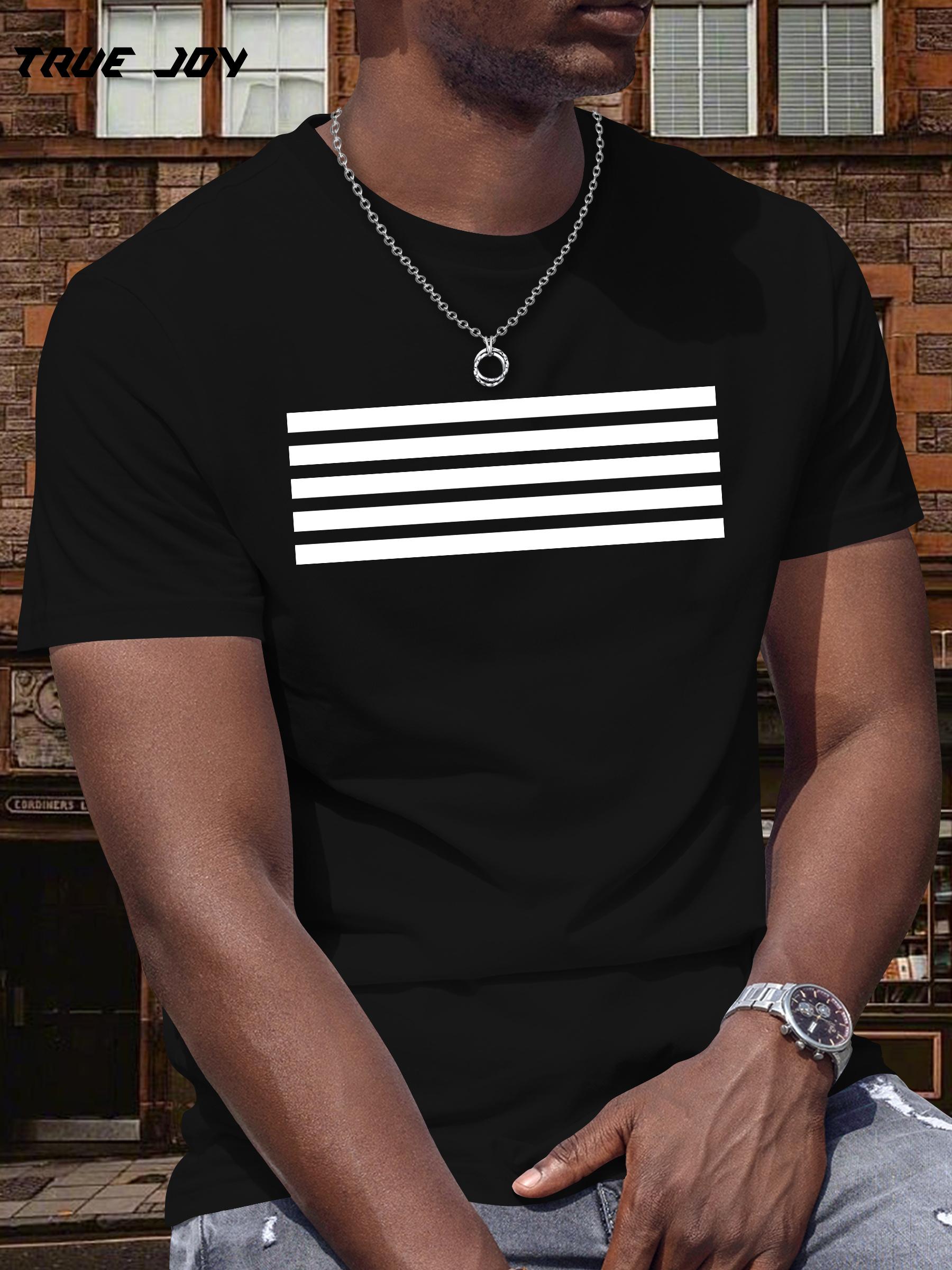 Minimalist Black & White Striped T-shirt - Breathable Quick-Dry L